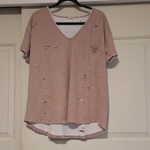 POL Distressed Short Sleeve Top